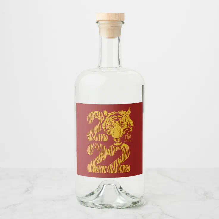Happy Chinese New Year The Water Tiger CNY 2022 Liquor Bottle Label | Zazzle