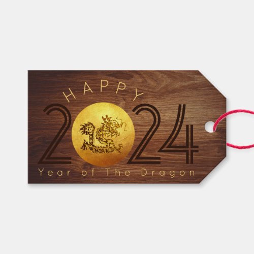 Happy Chinese New Year Wood Dragon 2024 GT Gift Tags