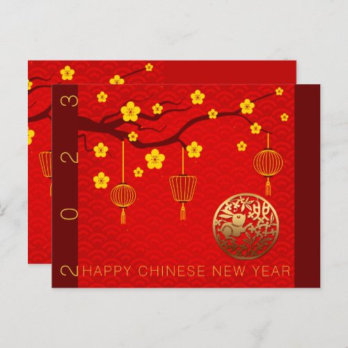 Happy Chinese Rabbit New Year 2023 Blossoms HPostC Holiday Postcard