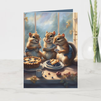 Happy Chipmunks and Blueberry Pie birthday card
