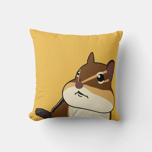 Happy Chippy ! Chipmunk 幸せなシマリスのクッション！ Throw Pillow (Front)