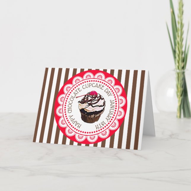 Happy Chocolate Cupcake Day Blank Greeting Card (Front)
