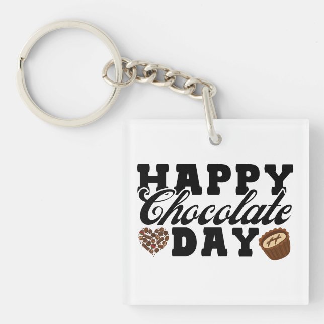 Happy Chocolate Day, Chocolate Lover's Joyful Keychain (Front)