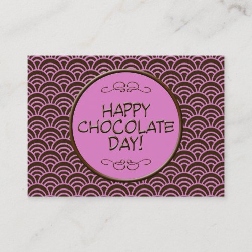 Happy Chocolate Day! Pink and Brown Business Card