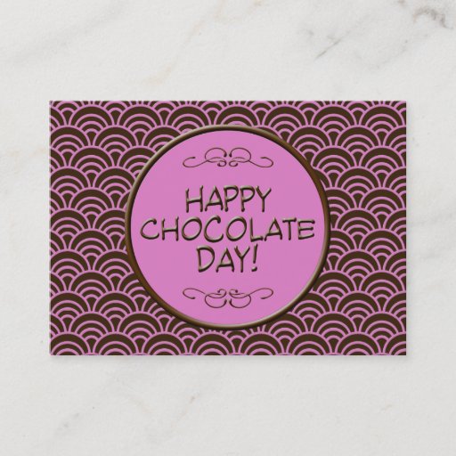Customizable Happy Chocolate Day! Pink and Brown Business Card