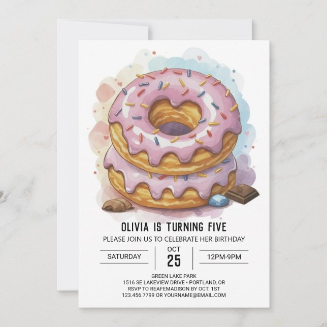 Happy Chocolate Donuts Birthday Invitation (Front)