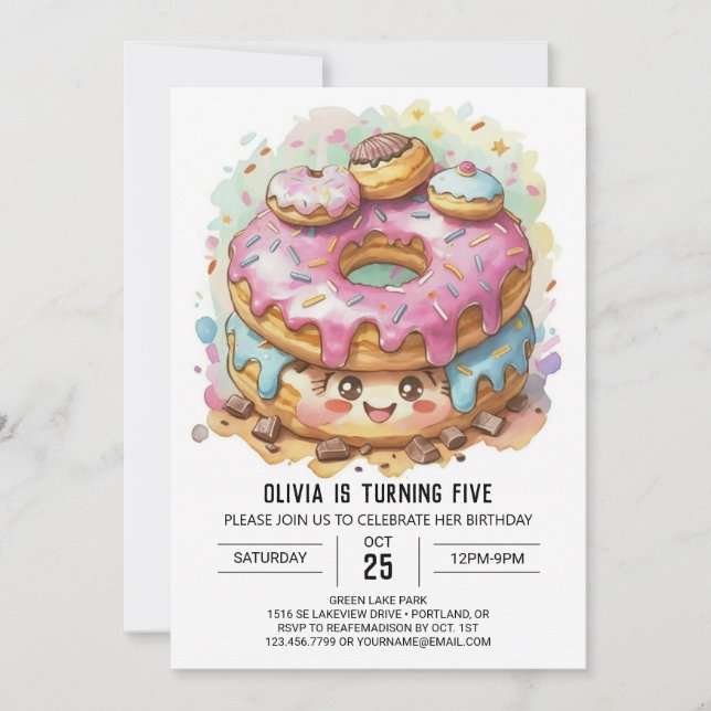 Happy Chocolate Donuts Birthday Invitation (Front)