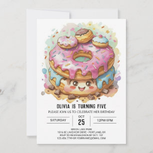 Happy Chocolate Donuts Birthday Invitation