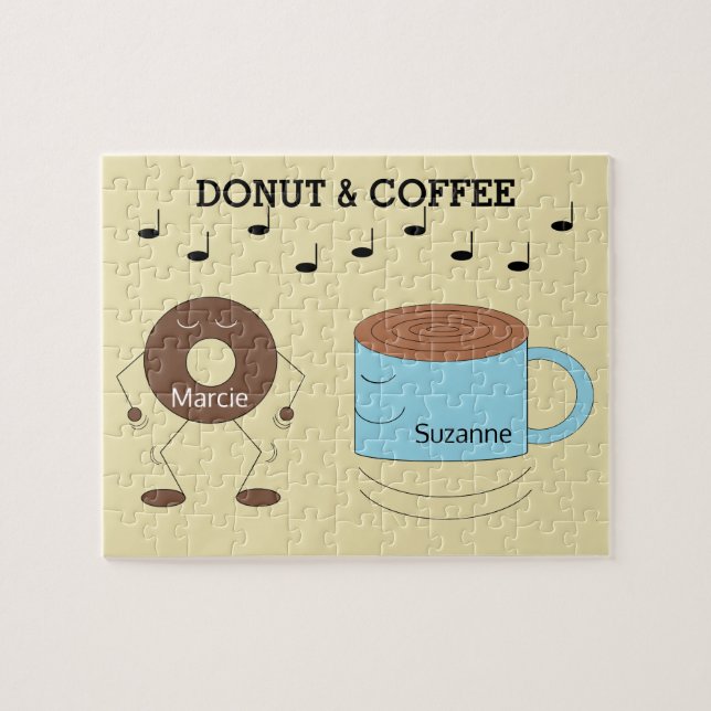 Happy Chocolate Frosted Donut & Coffee Mug:  Jigsaw Puzzle (Horizontal)