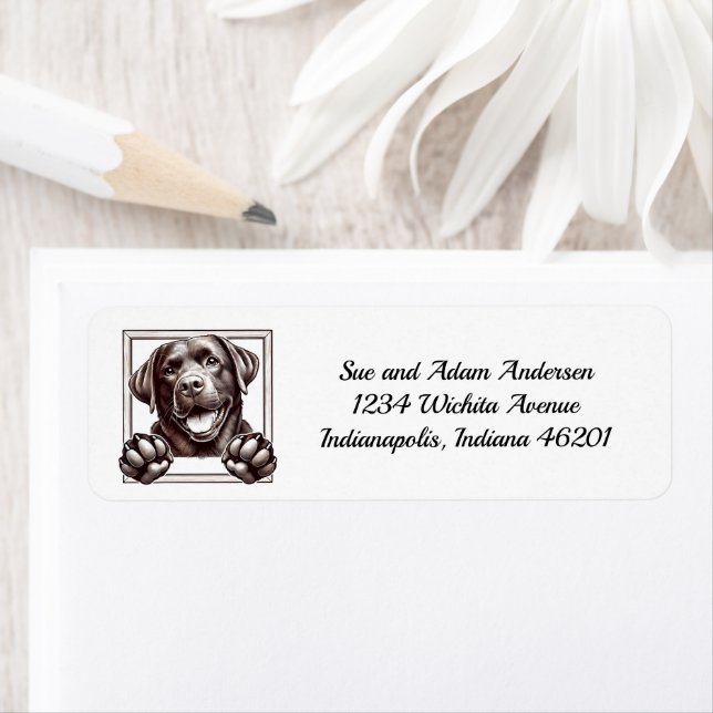 Happy Chocolate Lab Return Address Label (Insitu)