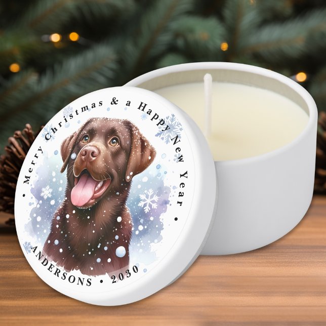 Happy Chocolate Labrador Retriever Dog Christmas Mini Candle Favors (Creator Uploaded)