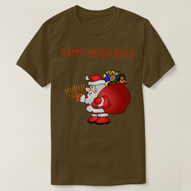 Happy Chrismukkah Blended Family Holiday  T-Shirt (Design Front)