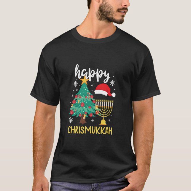 Happy Chrismukkah Cool Holiday Gift Funny Hanukkah T-Shirt (Front)