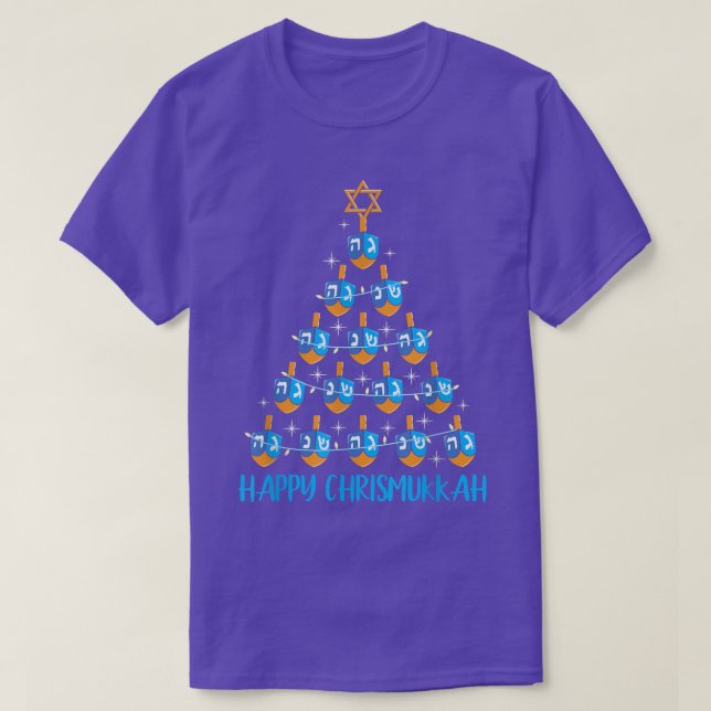 Happy Chrismukkah Dreidel Christmas Tree Hanukkah  T-Shirt (Design Front)