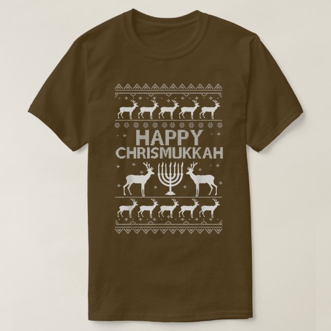 Happy Chrismukkah  Funny Christmas and Hanukkah  T-Shirt (Design Front)