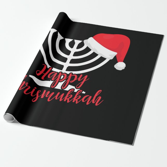 Happy Chrismukkah Funny Hanukkah and Christmas Wrapping Paper (Unrolled)