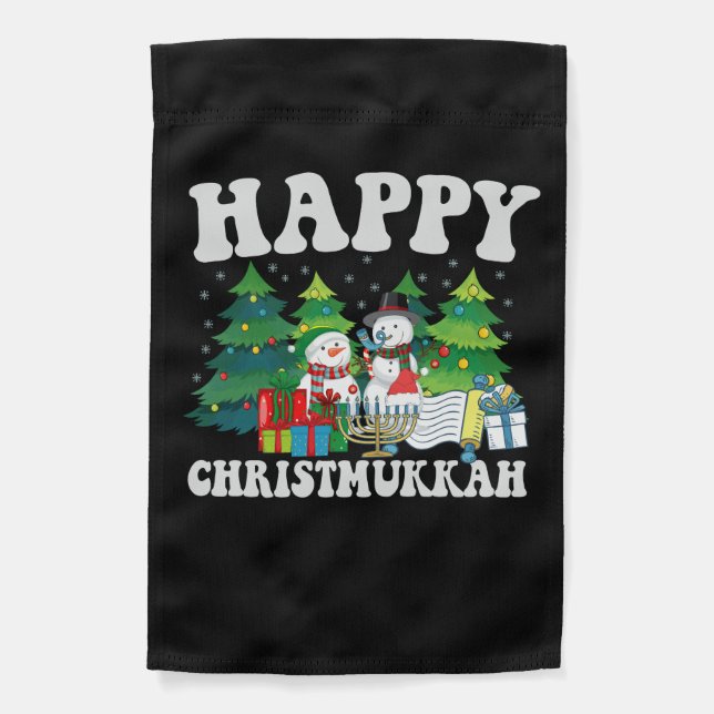 Happy Chrismukkah Funny Hanukkah Christmas Gift Garden Flag (Front)