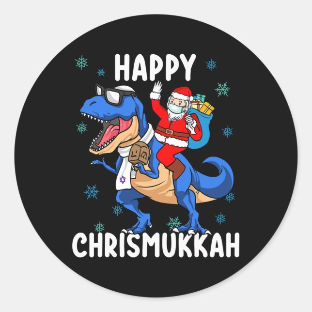 Happy Chrismukkah Funny Hanukkah Christmas Jewi Sh Classic Round Sticker (Front)