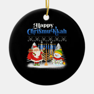 Happy Chrismukkah Funny Hanukkah Christmas Jewis Ceramic Ornament