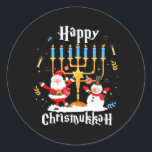 Happy Chrismukkah Funny Hanukkah Christmas Jewis Classic Round Sticker<br><div class="desc">Happy Chrismukkah Funny Hanukkah Christmas Jewis</div>