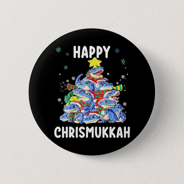 Happy Chrismukkah Funny Hanukkah Christmas Jewish Button (Front)