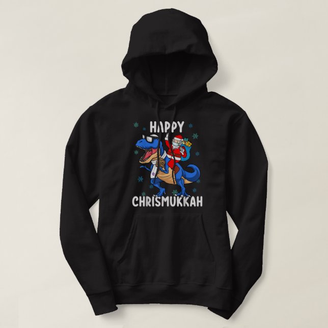 Happy Chrismukkah Funny Hanukkah Christmas Jewish Hoodie (Design Front)
