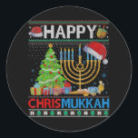 Happy Chrismukkah Funny Jewish Christmas Hanukkah Classic Round Sticker<br><div class="desc">Happy Chrismukkah Funny Jewish Christmas Hanukkah</div>