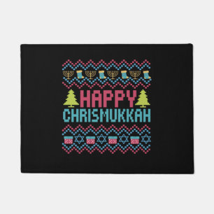 Happy Chrismukkah Funny Jewish Ugly Sweater Gift Doormat