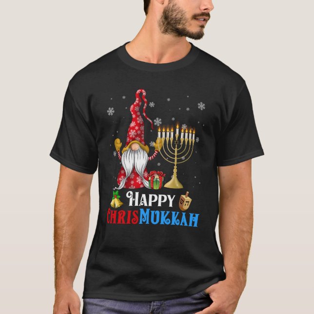 Happy Chrismukkah Gnome Christmas Hanukkah T-Shirt (Front)
