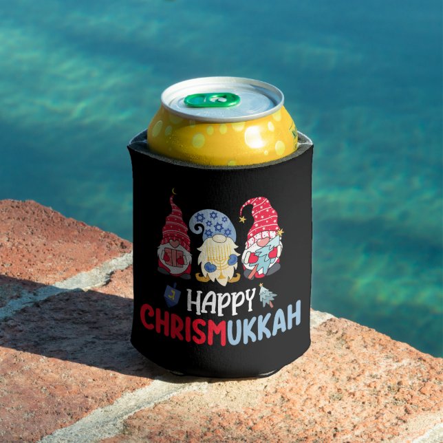 Happy Chrismukkah Gnomes Hanukkah Merry Christmas  Can Cooler (In Situ Pool)