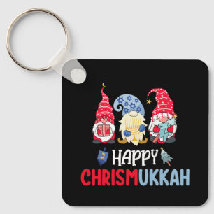 Happy Chrismukkah Gnomes Hanukkah Merry Christmas Keychain