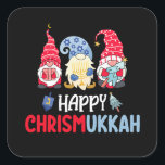 Happy Chrismukkah Gnomes Hanukkah Merry Christmas  Square Sticker<br><div class="desc">Happy Chrismukkah Gnomes Hanukkah Merry Christmas Pajamas</div>