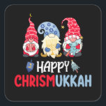 Happy Chrismukkah Gnomes Hanukkah Merry Christmas  Square Sticker<br><div class="desc">Happy Chrismukkah Gnomes Hanukkah Merry Christmas Pajamas</div>