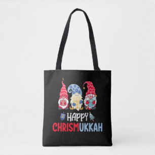 Happy Chrismukkah Gnomes Hanukkah Merry Christmas Tote Bag