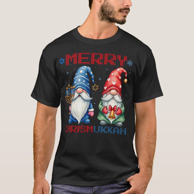 Happy Chrismukkah Gnomes Merry Christmas And Happy T-Shirt (Front)