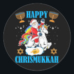 Happy Chrismukkah Hanukkah Christmas Jewish Classic Round Sticker<br><div class="desc">Happy Chrismukkah Hanukkah Christmas Jewish</div>