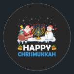 Happy Chrismukkah Hanukkah Fun Merry Christmas Jew Classic Round Sticker<br><div class="desc">Happy Chrismukkah Hanukkah Fun Merry Christmas Jewish Kids</div>