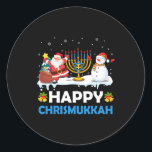 Happy Chrismukkah Hanukkah Fun Merry Christmas Jew Classic Round Sticker<br><div class="desc">Happy Chrismukkah Hanukkah Fun Merry Christmas Jewish Kids</div>