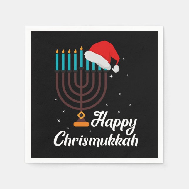 Happy Chrismukkah Hanukkah Jewish Festival Gift Napkins (Front)
