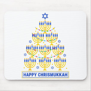 Happy Chrismukkah Hanukkah Light Tree Jewish Holid Mouse Pad