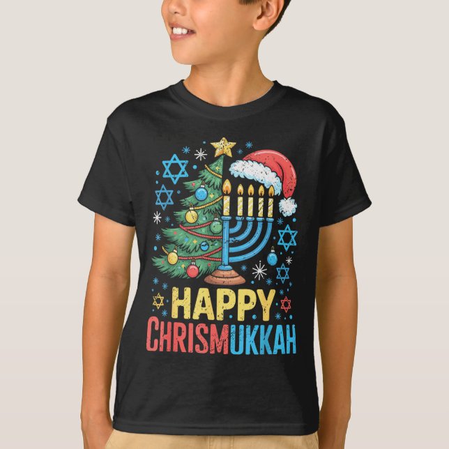 Happy Chrismukkah Holiday Christmas And Hanukkah S T-Shirt (Front)