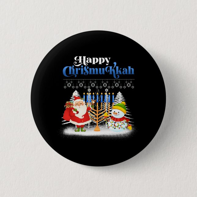 Happy Chrismukkah Jewish Christmas Hanukkah Button (Front)