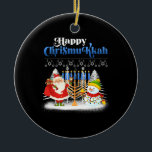 Happy Chrismukkah Jewish Christmas Hanukkah Ceramic Ornament<br><div class="desc">Santa Christmas Boys Kids Youth Men. Funny Humor graphic tee costume for those who believe in Santa Claus,  love Deer,  Reindeer,  Elf,  Elves,  singing songs,  party decorations,  tree,  hat,  socks This Christmas tee with Graphic is great Christmas gift</div>