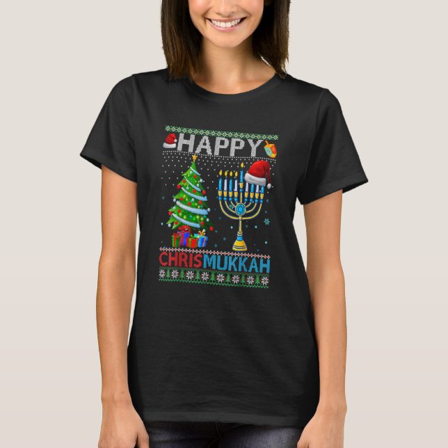 Happy Chrismukkah Jewish Christmas Hanukkah Chanuk T-Shirt (Front)