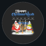 Happy Chrismukkah Jewish Christmas Hanukkah Classic Round Sticker<br><div class="desc">Santa Christmas Boys Kids Youth Men. Funny Humor graphic tee costume for those who believe in Santa Claus,  love Deer,  Reindeer,  Elf,  Elves,  singing songs,  party decorations,  tree,  hat,  socks This Christmas tee with Graphic is great Christmas gift</div>