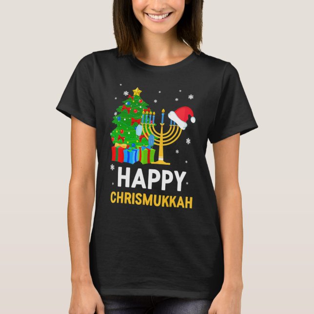 Happy Chrismukkah Jewish Christmas Hanukkah Holida T-Shirt (Front)