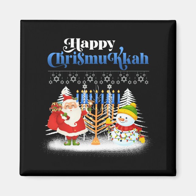 Happy Chrismukkah Jewish Christmas Hanukkah Magnet (Front)