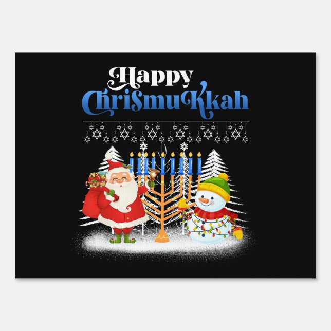 Happy Chrismukkah Jewish Christmas Hanukkah Sign (Front)