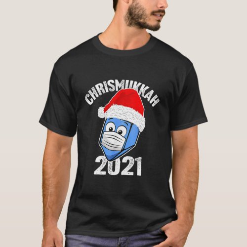 Happy Chrismukkah Santa Hat Dreidel Christmas T_Shirt