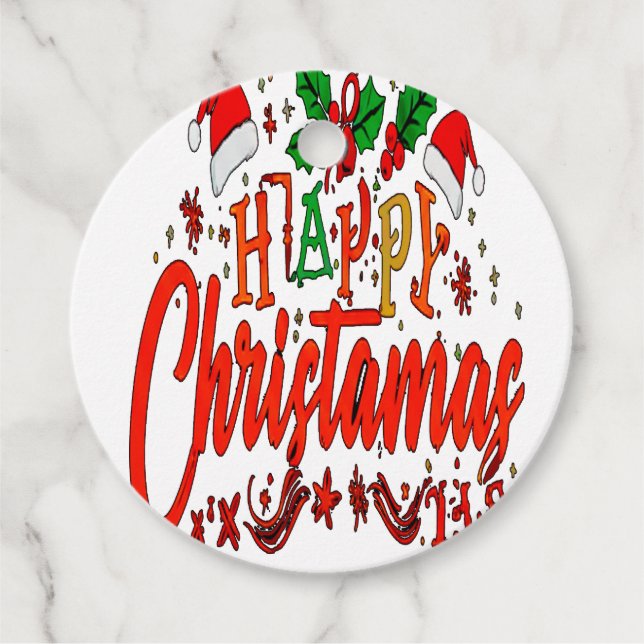 HAPPY CHRISTAMAS FAVOR TAGS (Front)